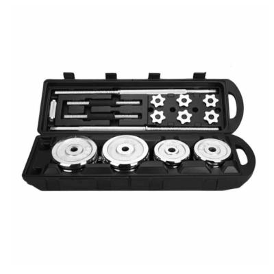 China Universal Cast Iron Adjustable Dumbbell 50KG Electroplating Barbell Set With Case for sale