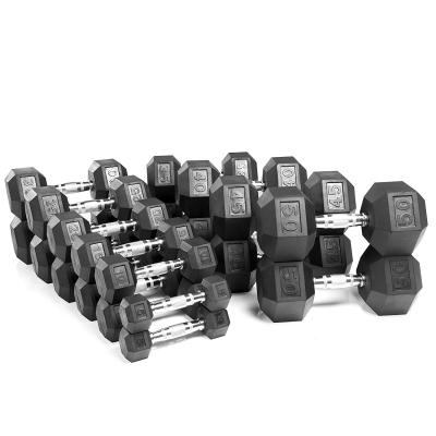 China Unified Weight Gym Fitness Equipment Weightlifting Home Gym Equipment Dumbbell Set Hex Dumbbell Rubber Dumbbells for sale