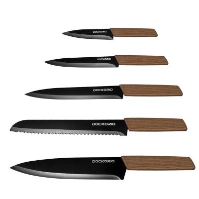 China Viable Wholesale Steel Kitchen Knife Set Kitchen Set PP Handle Slice Meat Grain Breadfruit Wooden Knife for sale