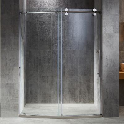 China Modern Popular Style Bathroom Curved Single Glass Sliding Shower Doors for sale