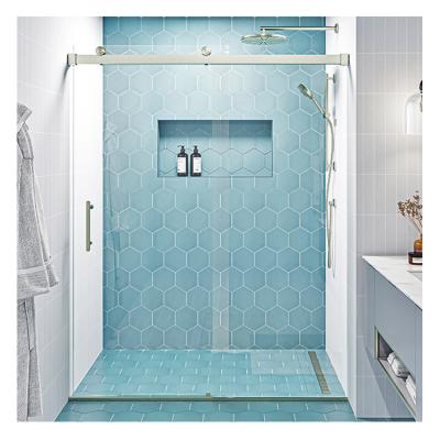 China Modern Custom Design Aluminum Rectangular Tempered Glass 1 Panel Rolling Single Sliding Shower Door Screen for sale