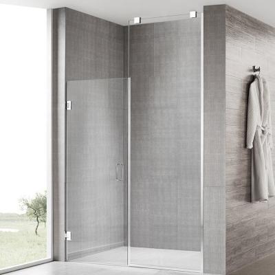 China Modern luxury brass frameless shower door clear glass flange and hinge hardware swing for sale