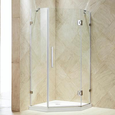 China Modern Popular Frameless Waterproof Nano Hinge Diamond Shower Enclosure Part Glass Door for sale