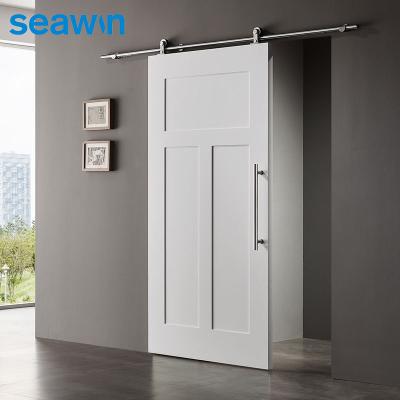 China European style silent white simple sliding solid wood barn doors windproof for sale