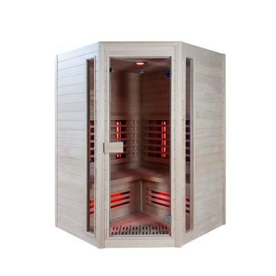 China Personal Computer Control Panel Home Used Solid Wood Infrared Sauna Room With Red Glass Heater for sale