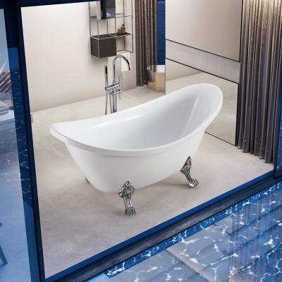 China High Quality Scratch And Stain Resistant Classic Antique Acrylic Chrome Claw Foot White Free Standing Acrylic Bathtub for sale