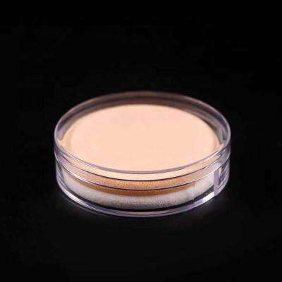 China Transparent Cosmetic Box Polystyrene Round Cosmetic Case Containers For Powder Puff for sale