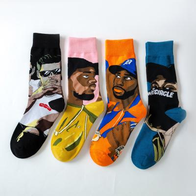 China Hot Sale Men's Breathable Street Hip Hop Design Socks Jacquard Happy Socks Tube Skateboard Casual Happy Socks for sale