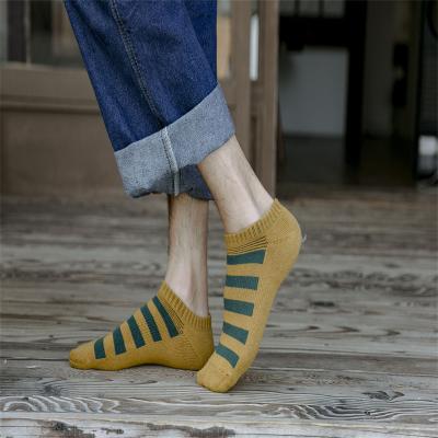 China Antibacterial High Quality Cheap Multicolor Socks Striped Cotton Mens Ankle Socks for sale