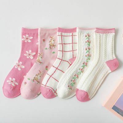 China Wholesale ladies cozy thongs comfortable and fashionable pure cotton thongs pink flower socks for sale