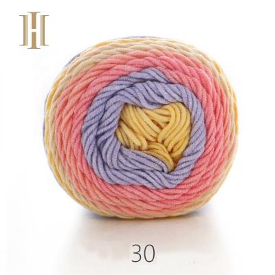 China High Quality Abrasion-Resistant Rainbow Cake Thread Fancy Knitting Yarn Blended Cotton Yarn Rainbow 2.03NM for sale