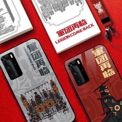 China Hot Selling Waterproof Anti-fall Terracotta Cartoon Phone Case Tempered Glass Phone Case For Huawei P40 for sale