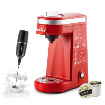 China Compatible Single Serve Coffee Machine Single Serve Coffee Maker Brewer with K-Cup Capsule, Red Color Machine with Milk Frother for sale