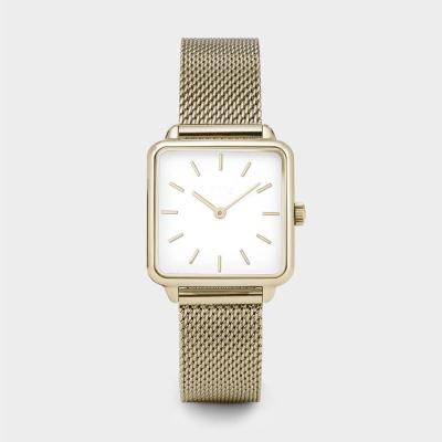 China Non-specific custom square logo stainless steel ladies quartz watch Japan movement 3atm water resistant women watch for sale