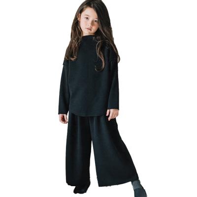 China Plus Size Autumn Girls Suit And Winter Velvet Fabric Blouse New Two-piece Suit + Wide-leg Thickened Non-inverted Pants And Children for sale