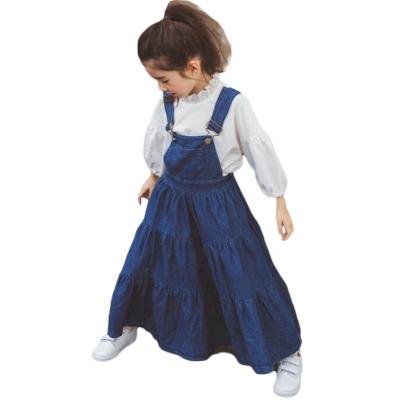 China Autumn And Spring Girls Denim Washable Suspender Skirts With Big Field Kids Denim Skirts Kids Overall Casual Skirts Plus White Ruf for sale