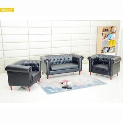 China Adjustable Direct Supply Antique Style Black Leather Chesterfield Sofa (Other) Sofa Manufacturer for sale