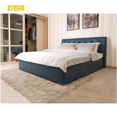 China (Other) Adjustable Genuine Leather Bed With Storage, White Leather Headboard Beds for sale