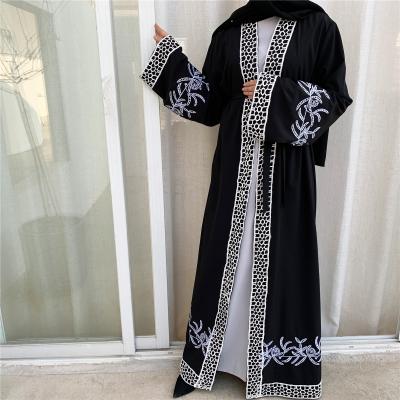 China New Pretty Four Way Stretch Style Lace Embroidery Islamic Abaya Quilting Eid Dress for sale