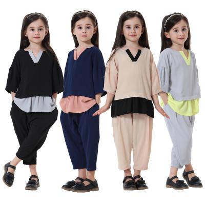 China GURUZHU Malaysia Girls 2 Pieces Set TOP Fashion Children +Pants Islamic Clothing TH610 for sale