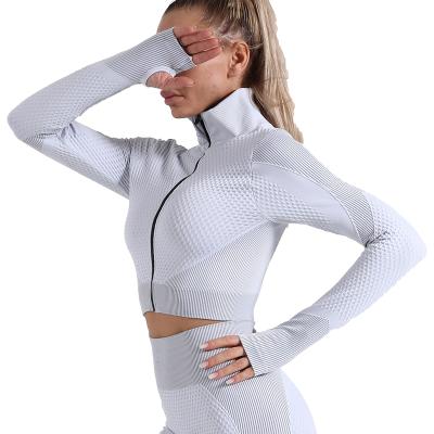 China Factory Direct Sales Breathable Women Sleeveless Long Zipper Yoga Suit Yoga Long Sleeve Shirts for sale