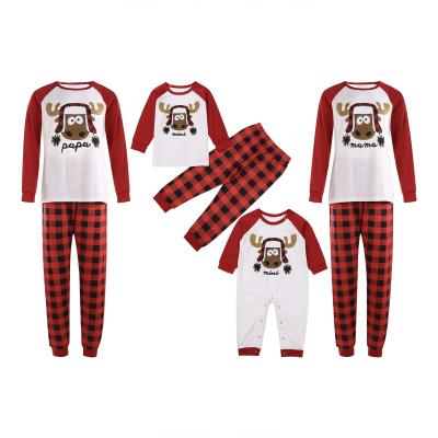 China 2021 GURUZHU Autumn Winter Wholesale Family Christmas QUICK DRY Christmas Two Piece Pajamas Women Cotton Pajamas for sale