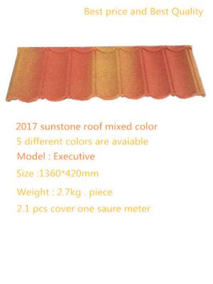 China 2017 new produts hotseller mixed colorful stone coated metal roof tiles gradient colors mixing stone coated steel roofin for sale