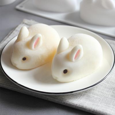 China Stocked Non-Stick DIY Baking 6 Holes Food Grade Silicone Rabbit White Silicone Cake Mold for sale