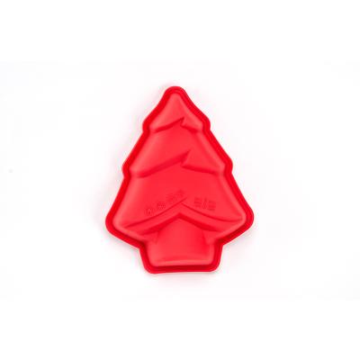 China Amazon Stocked Hot Sale Non-Stick DIY Baking Food Grade Red Silicone Christmas Tree Shape Cake Mold for sale