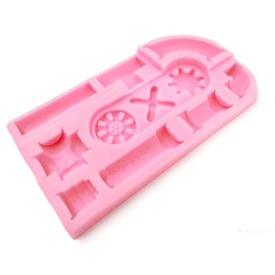 China Custom Food Grade Pink Silicone Stocked Retro Gear Industrial Tooling Cake Mold for sale