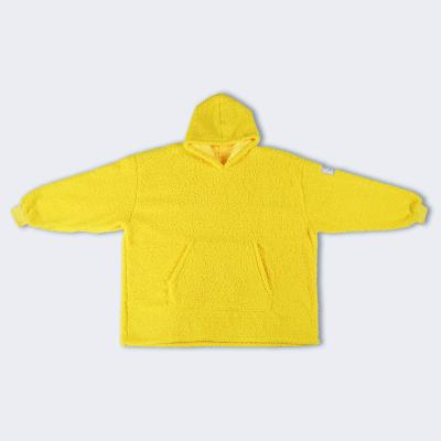 China Anti Static Sherpa Hoodie Covers One Size Fits All Bright Yellow Color Wearable Cover, Oversized Hoodie, Cover Up Hoodie for sale