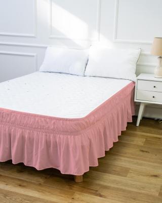 China Morden Style Luxury European Home Textiles Bed Skirt Egyptian Cotton Elastic Dust Bedskirt Pink King Size Bed Skirt for sale