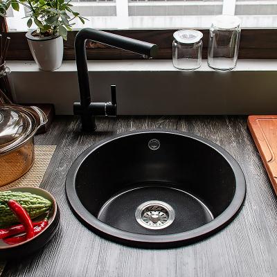 China Without faucet Amazon wholesale hot sale high quality black white modern luxury single bowl around kitchen sink quartz stone for sale