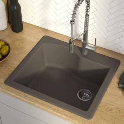 China Without Faucet Factory Wholesale Handmade White Modern Luxury Single Bowl Quartz Fiberglass Undermount Kitchen Sink for sale