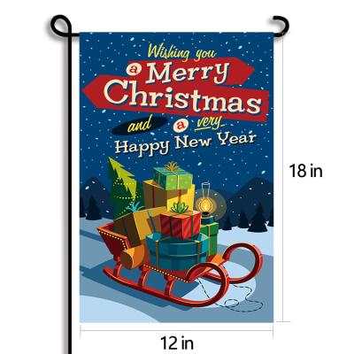 China Mordern Luxury Online Customize Decorative Yard Flag Merry Christmas Happy New Year Sublimation Christmas Garden Flag for sale