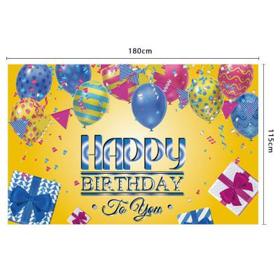 China Health Care Institutes Friend Family Member Birthday Backdrop Wall Decoration Happy Birthday Polyester Fabric Hanging Banne for sale