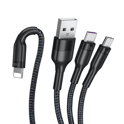 China MP3/MP4 Player 5A USB Fast Charging Cable QC 2.0 3.0 4.0 USB Type C Cable Micro IOS USB C Fast Charging 3 IN 1 Charging Cable for sale