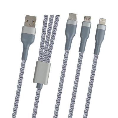 China Mobile Phone 3 IN 1 Type-C IOS Charger Cable All Micro USB In One Mobile Charging Cable For iPhone Android Mobile Phone Tablet 1.2M Wholesale for sale