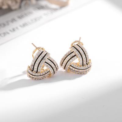 China 2021 new trend cute fashion personality jewelry women triangle ear studs earring women fashion diamond earrings for sale