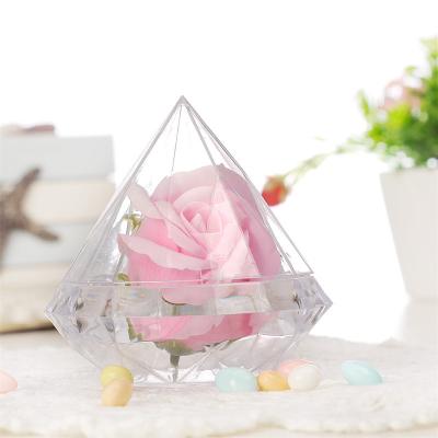 China High Quality Disposable Diamond Shape Candy Transparent Clear Plastic Box Can Open Diamond Gifts Package Box for sale