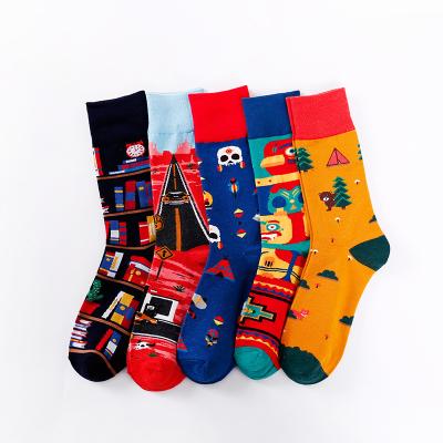 China Fashion breathable hip-hop street medium tube bangs sports tube couples creative painted long socks for sale