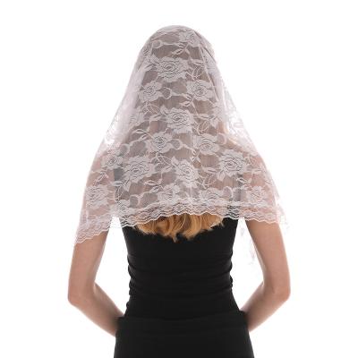 China Amazon Hot Selling Cotton Rose Flower Women Mesh Lace Weeding Veil Women's Love Weeding Veils for sale