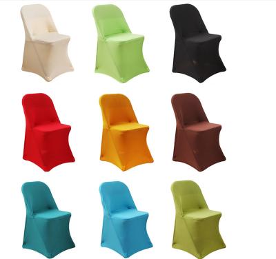 China Plain Amazon Hot Sale Stretch Spandex Folding Chair Cover With Open Back For Wedding Party Dining Banquet Event Chair Cover for sale