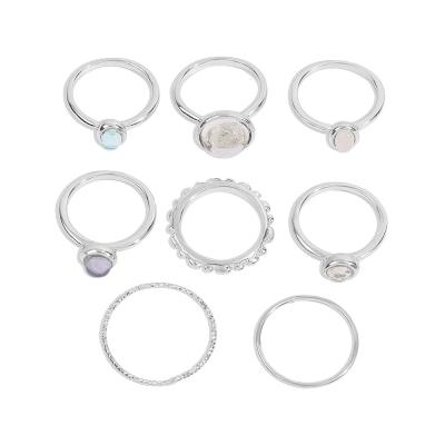 China New Ethnic Hot Ring Set For Women Retro Simple Fashion Personality Resin Joint Combination Rings for sale