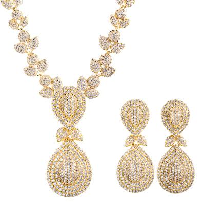 China Foreign trade ethnic popular jewelry set 18K gold necklace earring bracelet electroplating ring four piece set for sale