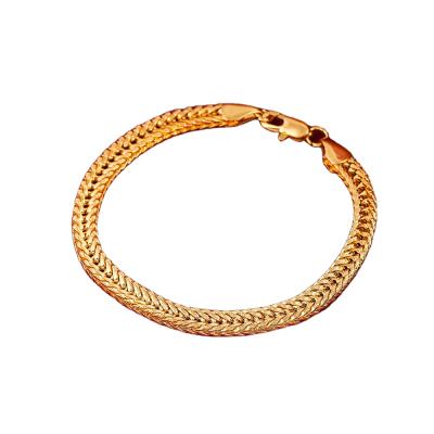 China TRENDY Fox Tail Plated 18K Gold Bracelet 6mm Men's And Women's Bracelet Herringbone Side Bracelet for sale