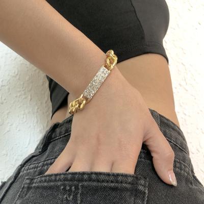 China Street FASHIONABLE simple personality hop hip chain bracelet diamond temperament bracelet fashion Cuba chain bracelet for sale