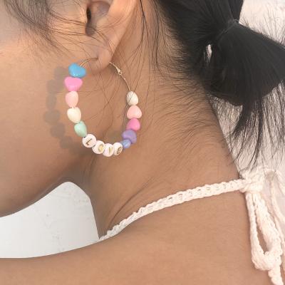 China Simple cute temperament color love earrings alloy resin acrylic letters shape creative earrings for sale