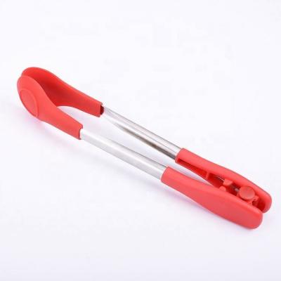 China BQY1222 Easily Cleaned Silicone Tips Locking Head 12 Inch Silicone BBQ Grill Tongs for sale