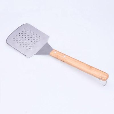 China BZJ0797 Easily Cleaned Wide Head Wood Handle Stainless Steel Multi Function Pizza Spatula Turner for sale